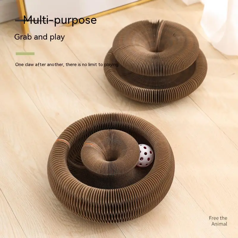 

Cat Scratching Board Toy with Bell Cat Grinding Claw Magnetic Suction Foldable Scratching Board Toy Organ Cat Scratching Board