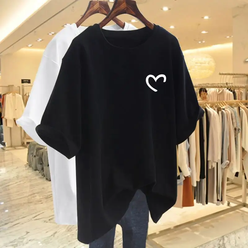 2024 New Summer American Large Top Fashion Trend Round Neck Printed Loose Oversized Casual Short Sleeved T-shirt for Women - Image 7