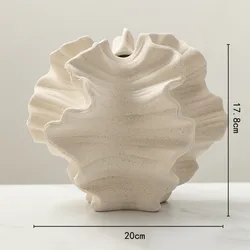 Geometric Wavy Pattern Ceramic Vase - Artistic Porcelain Flower Arrangement Decor (L)