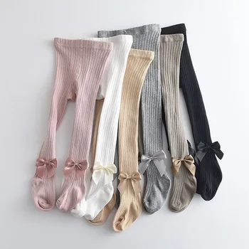 Girls Bow Cotton Tights 1