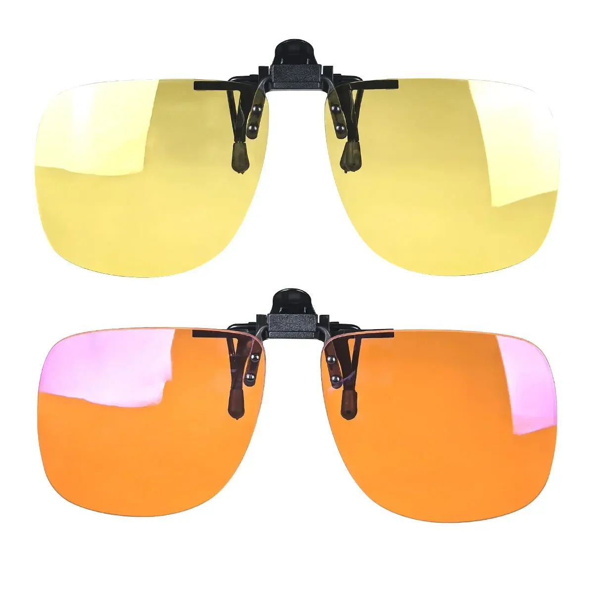 Enhanced Sleep-Optimized Polarized Clip-On Sunglasses - Large Square Shape with Orange and Yellow Lenses