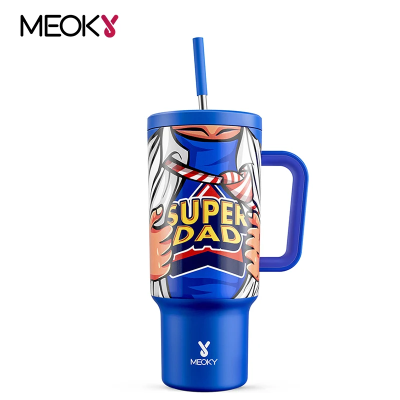 

Meoky 40oz Large Capacity Tumbler Straw Lid Cup Stainless Steel Vacuum Car Mug Thermal Non-Slip Coffee Mug New Trendy Gifts