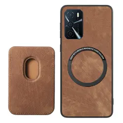 Premium 2 - in - 1 Removable Magsafe Leather Back Cover Case for OPPO A6 Pro 5G (Brown)