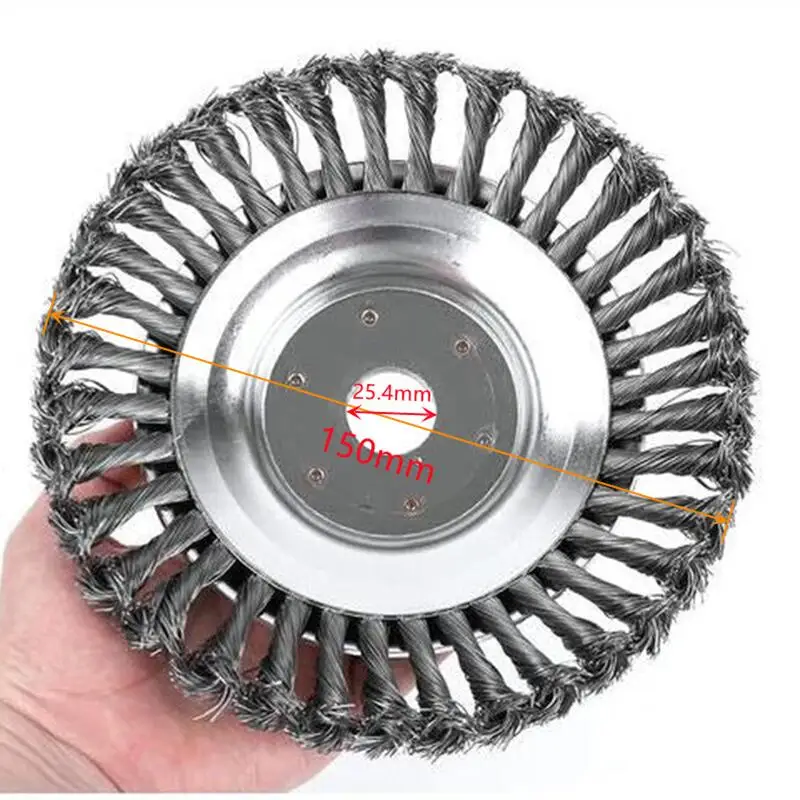 6Inch Steel Wire Wheel Brush Disc Garden Rotary Weed Brush Cutter Head Lawn Mower Universal Trimmer Head Steel Wire Wheel Brush 6