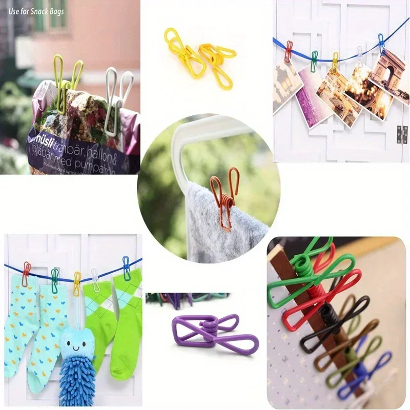 10-100Pcs Chip Clips Utility PVC-Coated Steel Clip High Elasticity Metal Clips Clothes Clamp for Food Package Clips 5