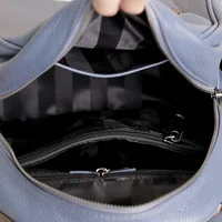 New Simple Blue 2 Size Portable Genuine Leather Fashion Teenage Girl Backpack High Quality Soft Cowskin Women Rucksack Knapsack 2