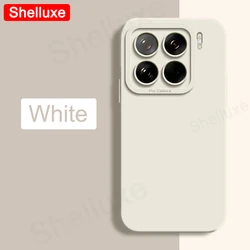 Premium Shelluxe Square Liquid Silicone Shockproof Phone Case - Soft Cover for Xiaomi 14 Pro (Cream White)