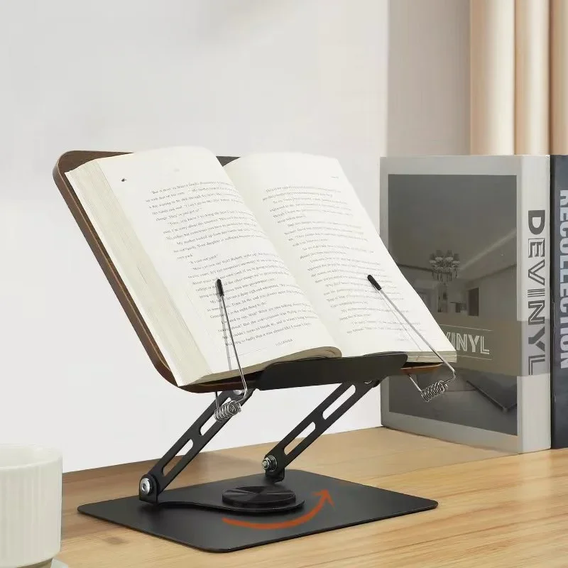 Rotating Wood Grain Reading Stand Childrens Reading Bookshelf Learning Multifunctional Lifting Notebook Support Stand