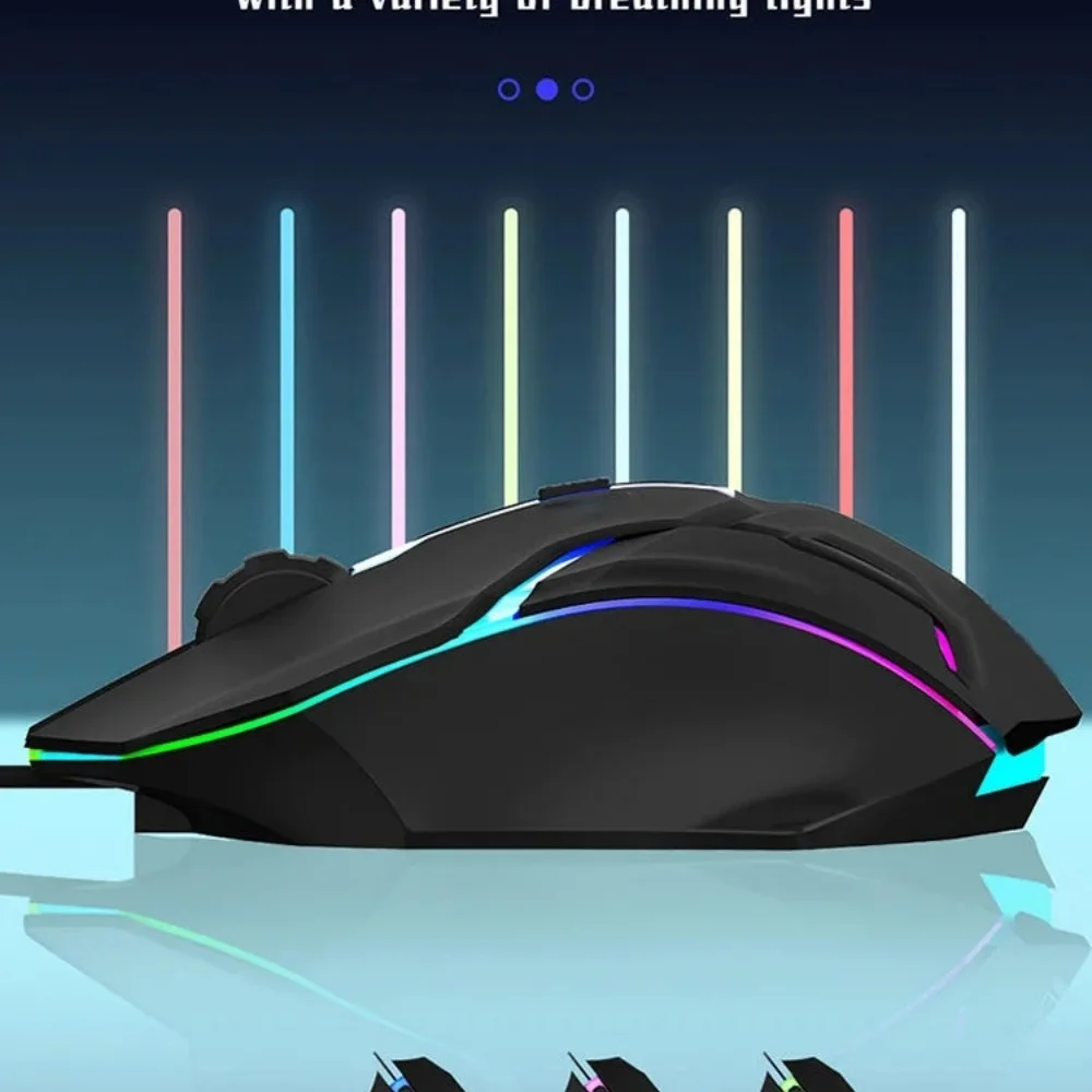 USB RGB 호흡 조명 효과 게임용 마우스 유선 마우스 전문 광학 유선 마우스 컴퓨터 노트북 PC 홈 오피스용