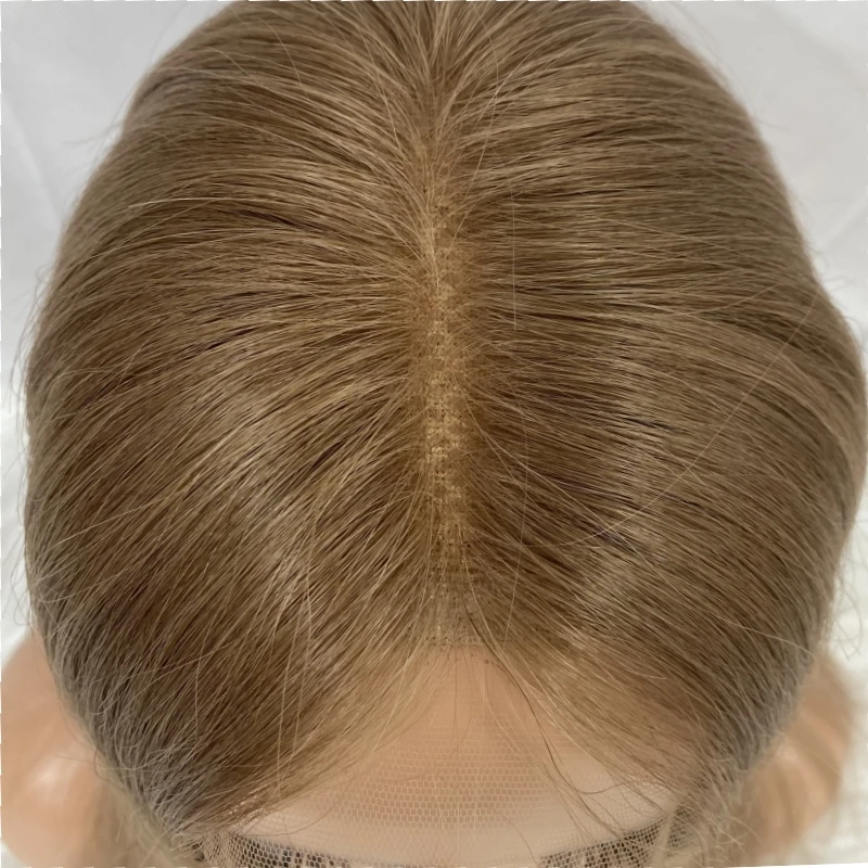 HD Swiss lace front wig full density Virgin human hair medium brown ombre color Small layer soft and breathable jewish wig