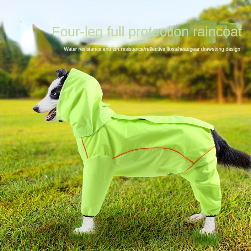 

Pet Raincoat Dogs Clothes Four Foot Waterproof, All Inclusive, Outdoor 300D Waterproof PU Raincoat Dog Costume Vest