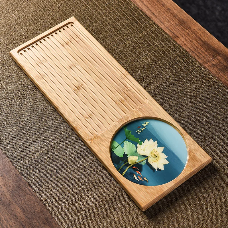 

Gong Fu Serving Tea Tray Luxury Chinese Rectangle Desk Tea Tray Vintage Taca Do Serwowania Bamboo Kitchen Accessories YY50TT