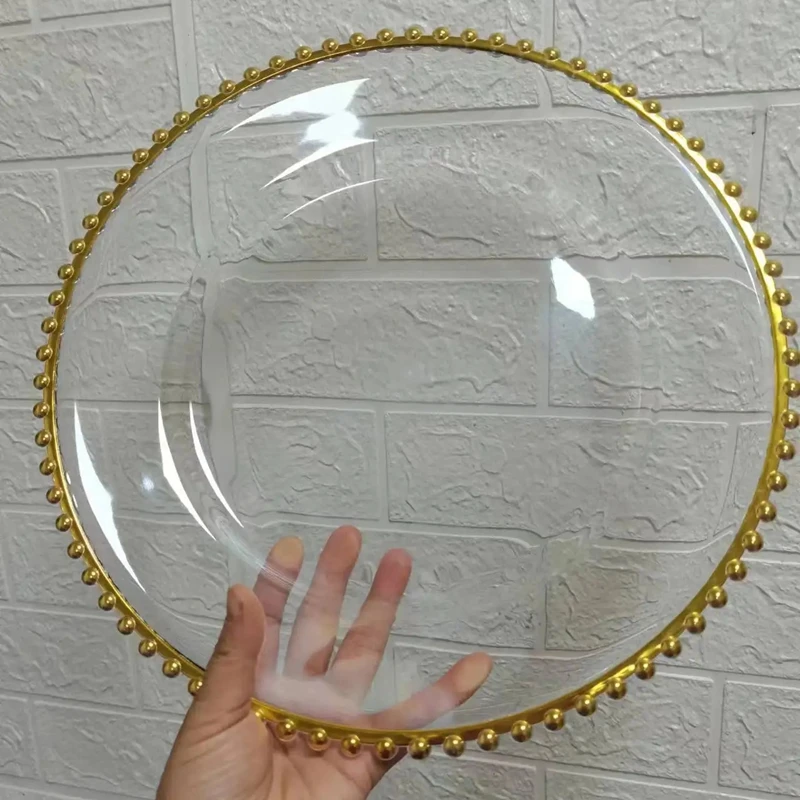 24 Pack Clear Plastic Charger Plates - 13 Inch Dinner Plates With Beaded Rim For Wedding, Party, Table Decor