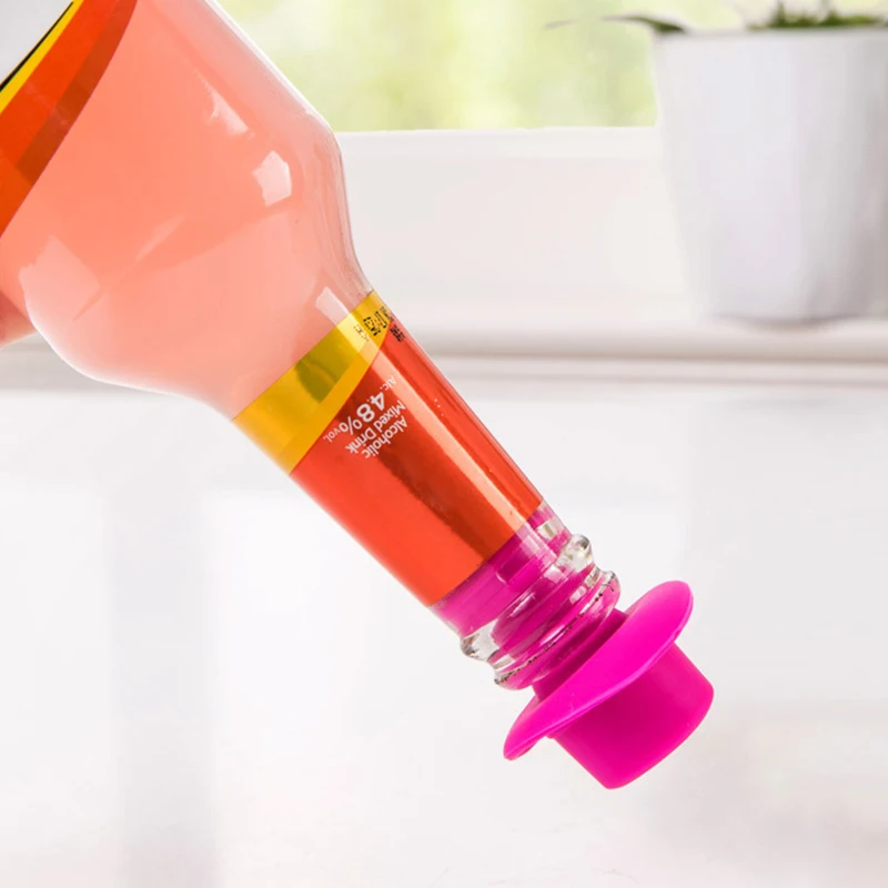 Silicone Bottle Stopper Wine Cork Wine Pourer Stopper Silicone Cap Cute Top Hat Preservation Gel Cork Strip