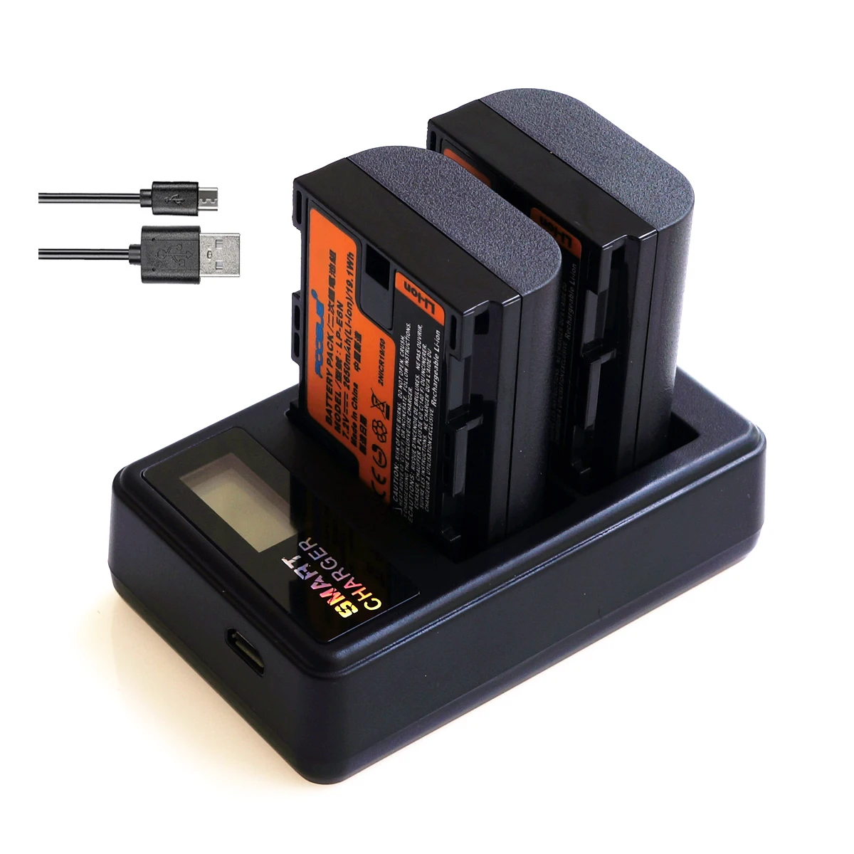 2Pices Poosue Lp E6 Batteria Lp-E6 Lp-E6N Per Canon Eos 5D 6D 60D 7D 70D 80D R Mark Ii Iii Con Doppio Caricatore