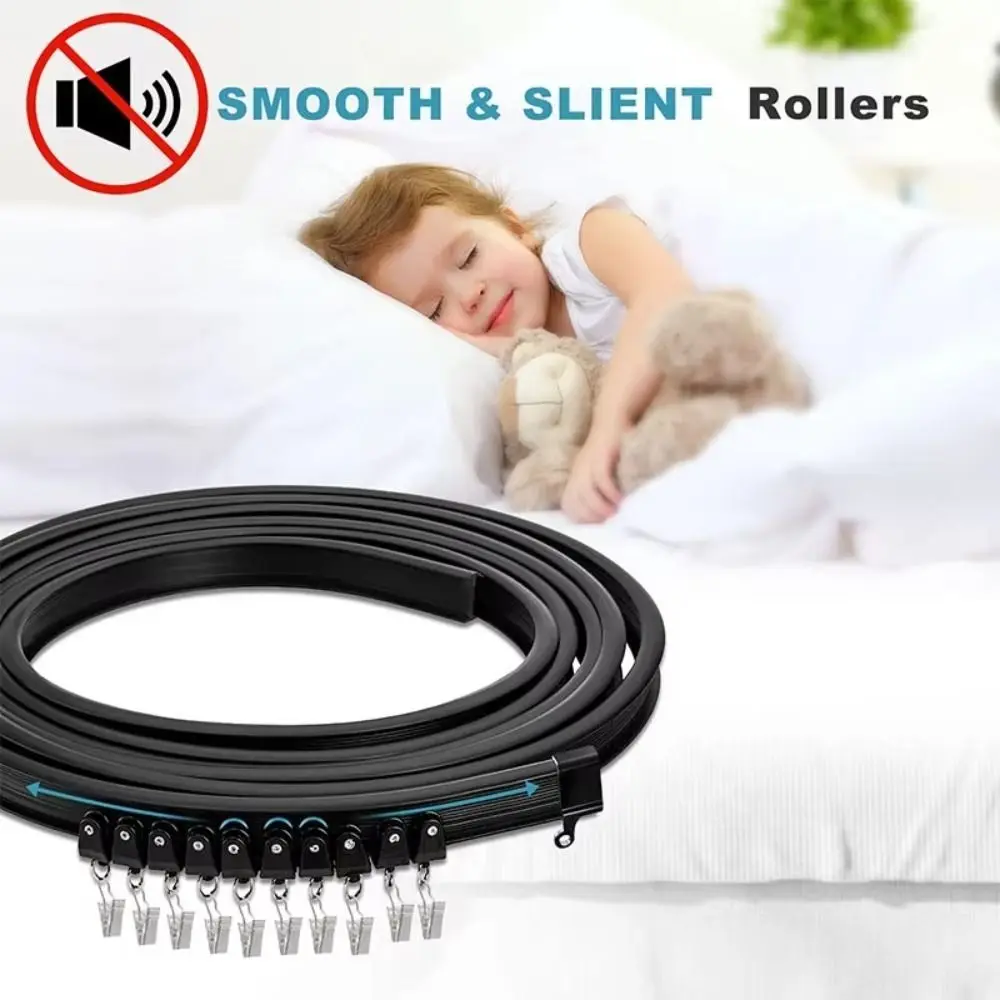 Durable 2/3m Curtain Track Flexible Bendable U-shaped Curtain Slide Rail Ceiling Wall Mount