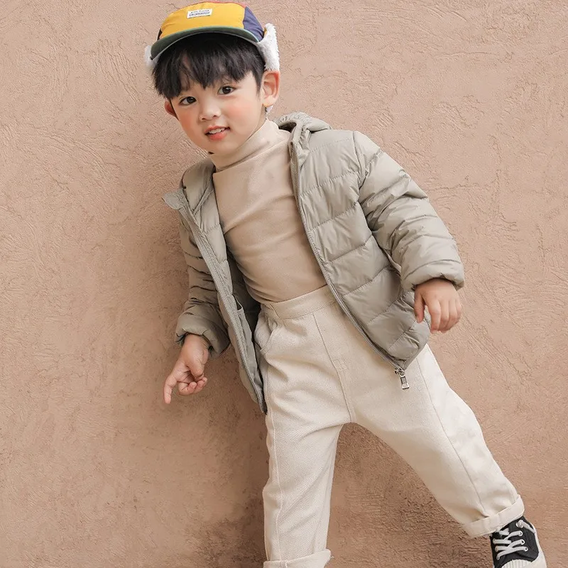 Children Down Jacket down jacket children jackets private baby hooded thin section down wear children's wear cotton cotton-padded jacket pure color coat