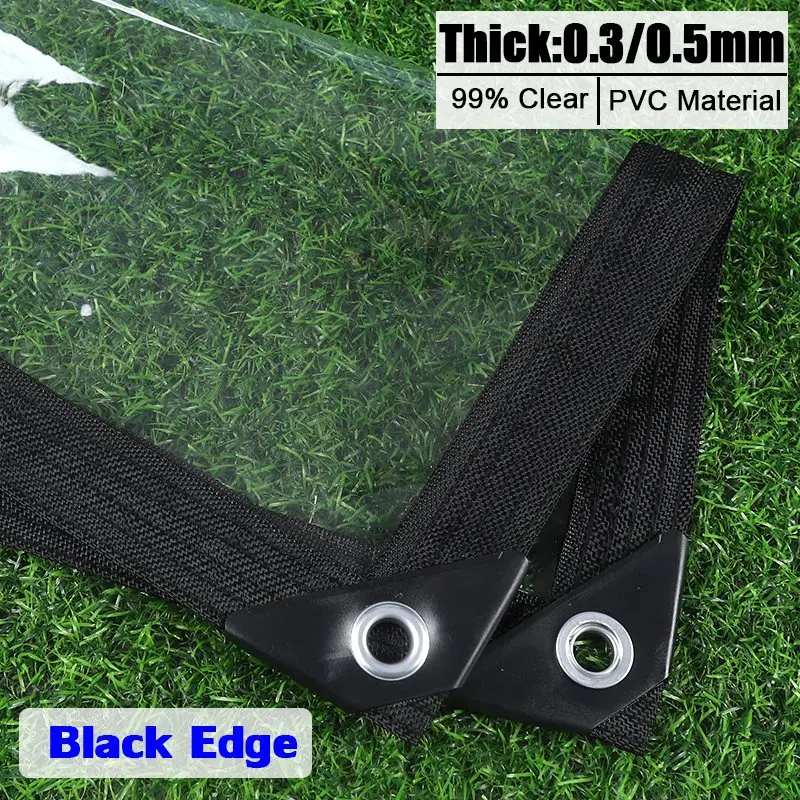 0.3&0.5mm PVC Clear Tarpaulin Outdoor Thickened High Transparent Rainproof Cloth Terrace Waterproof Screen Gazebo Raincover