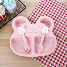 

3Pcs Children's Dishes Set Baby Bowl Plates Cartoon Silicone Sucker Bowl Baby Face Plate Tableware Feeding Dining Plate Set Gift