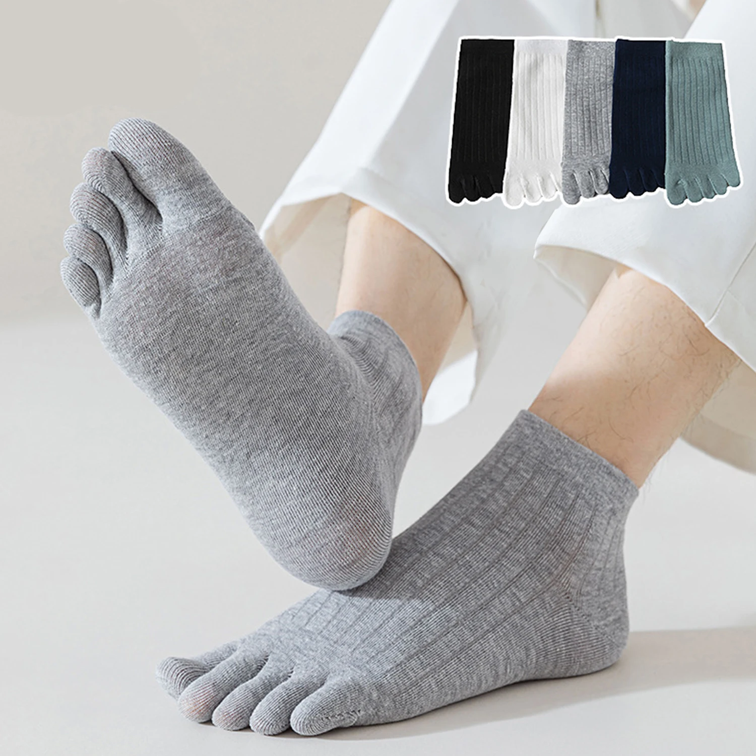 

Men Socks with Fingers Cotton Breathable Men's Toe Sock Sweat-absorbing Elastic Five-finger Running Sports Socks