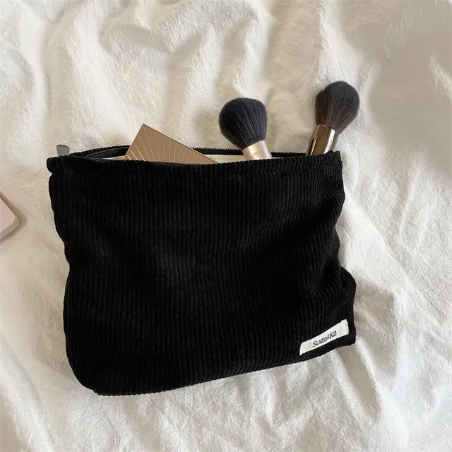Cord Reise Kosmetiktasche - Tragbare Make-up Aufbewahrungstasche, große Kapazität, Reißverschluss, Makeup Organizer