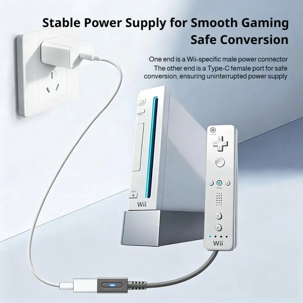 Type-C Female to Wii 콘솔 전원 어댑터 케이블 45W PD 전원 공급 장치 변환 코드 Nintendo Wii 충전 액세서리용