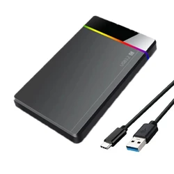 Portable 2.5 RGB External Hard Drive with Tool - Free Installation, Type - C Connectivity (Gold)