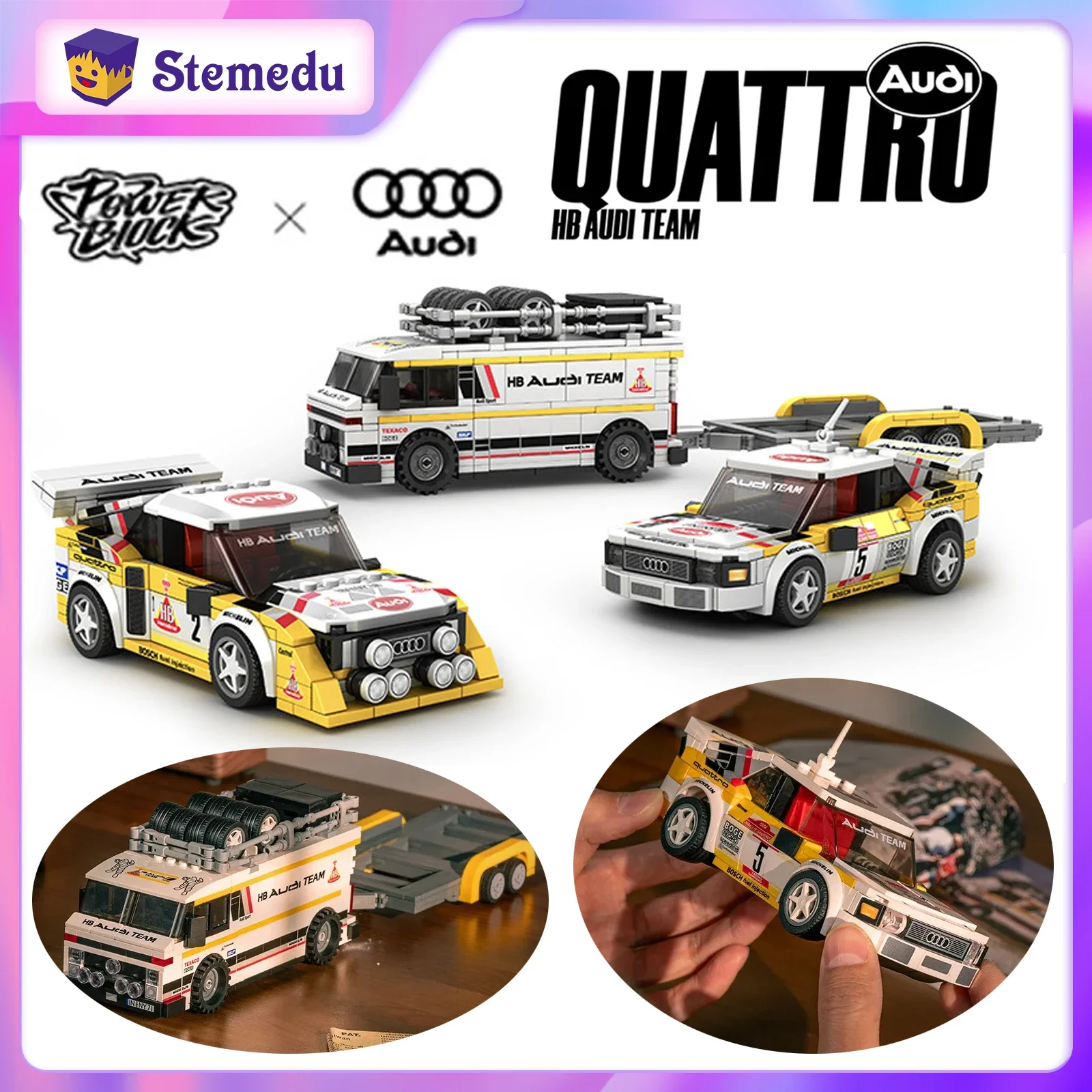 1362pcs MOC Audi WRC Team 1:32 Building Blocks Sports Car Model PB8812 ...