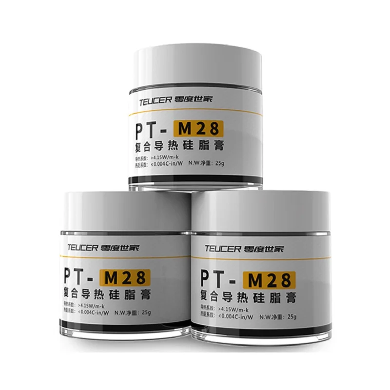 TEUCER PT-M28 써멀 그리스 복합체, 열전도성 실리콘 그리스, 석고 방열판 복합체, CPU 컴퓨터용, 25g