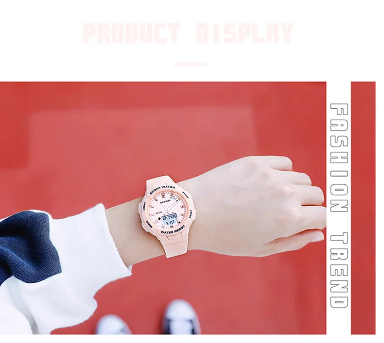 SANDA Women Wrist Watches Dual Display Waterproof relogio feminino 2023 Ladies Wrist Watches For Female Clock Digital Sports