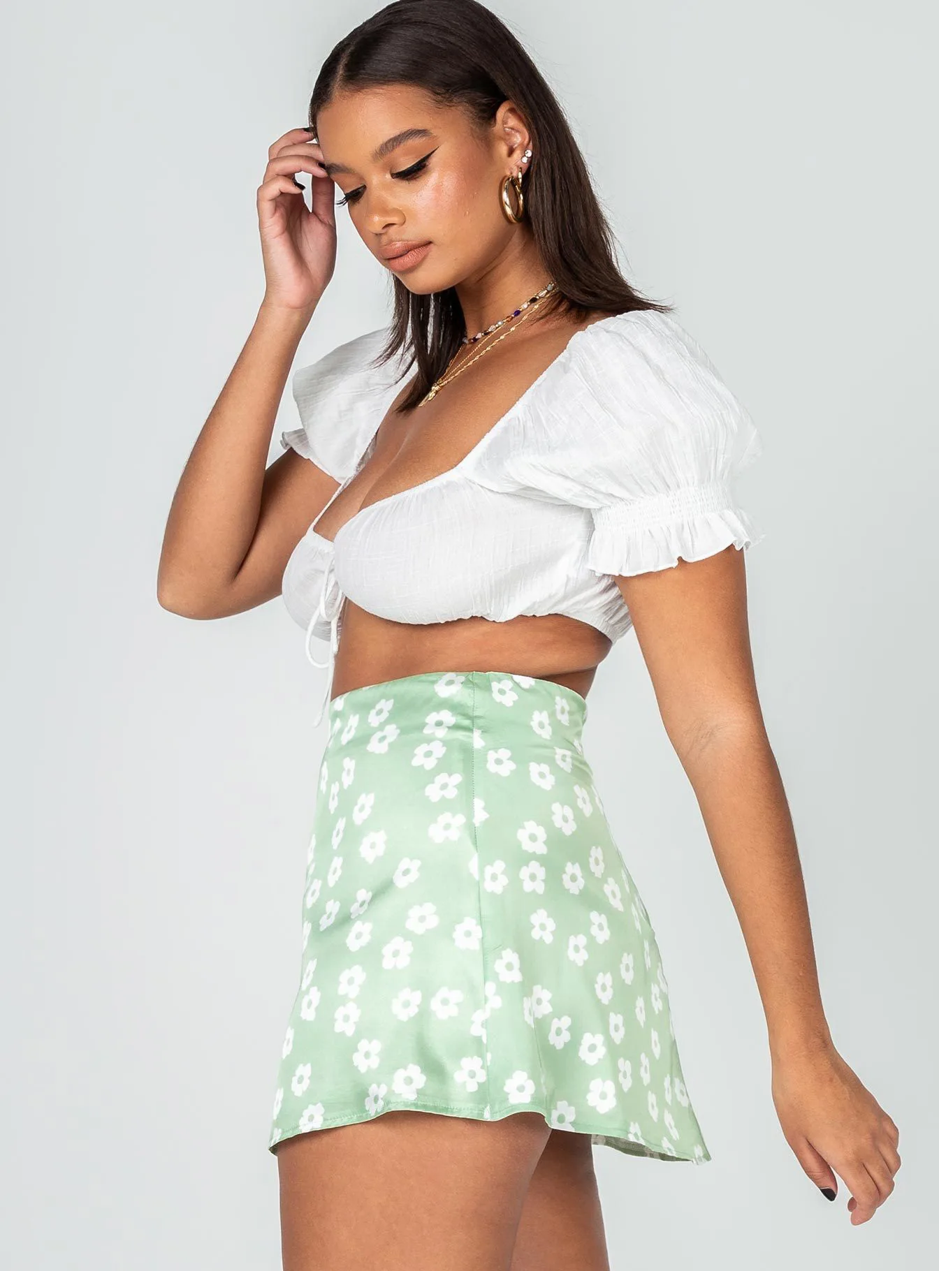 woman skirts harajuku printed skirt high waist summer 2022 European and American wind pink flower skirts womens leather skirt