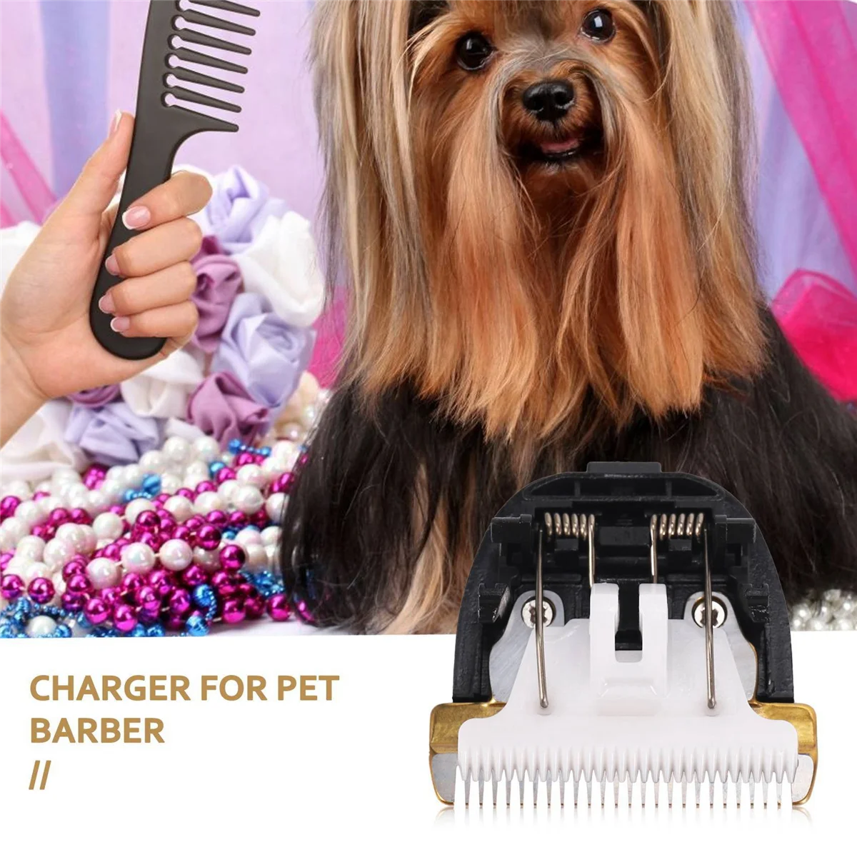 Pet Clipper Dog Hair Trimmer Pet Hair Trimmer Dog Clipper Dog Clipper Blades Grooming Ceramic Cutter Head Razor Blade 40Mm 24 Teeth for Animal Clipper Trimmer