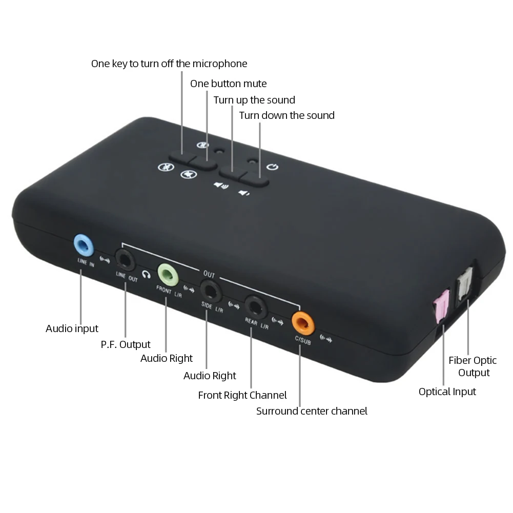 7.1 USB 외장 스테레오 사운드 카드, 홈 데스크탑 스피커용 녹음 및 재생, 8 채널 DAC 출력