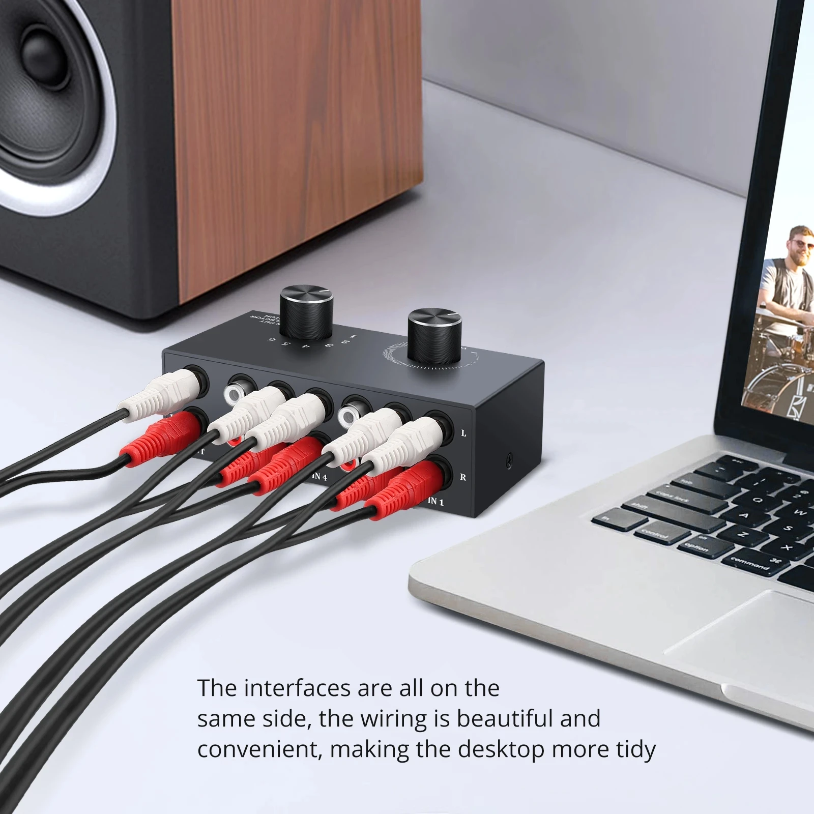 6X1/1X6 6 Way Bi-Directional RCA Stereo Audio Switch 6 In 1 Out or