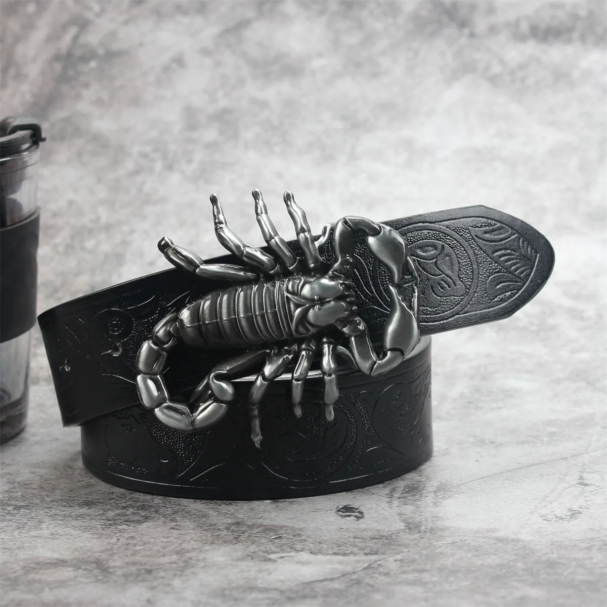 Black Head Big bull head 3.7cm wide men's and women's Western bull head denim style bull scalprendy belt smooth buckle
