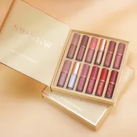 SAM SUGAR – ensemble de rouges à lèvres 12 couleurs, brillant à lèvres liquide velours mat, maquillage pour femmes, longue durée, imperméable, cadeau de noël 1