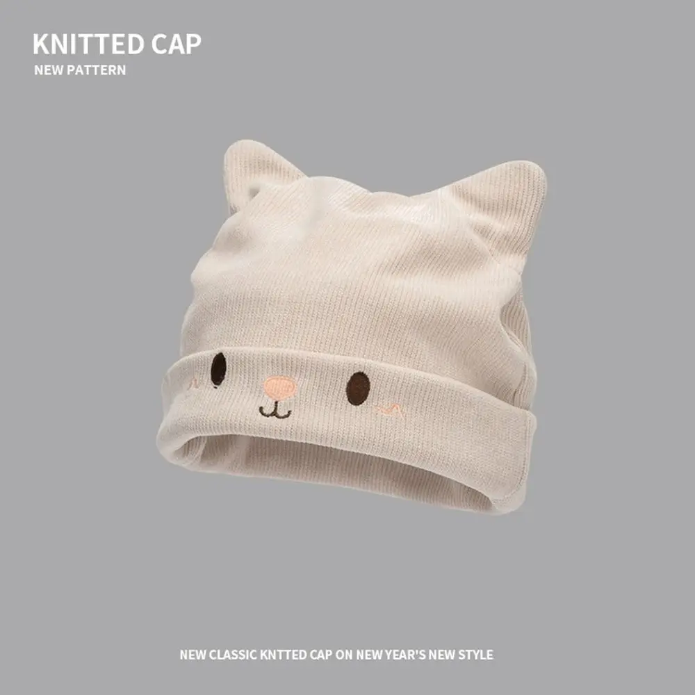 

Cute Winter Warm Hats Women Girls Casual Stacking Knitted Caps Men Hats Cat Ear Solid Color Bonnet Hip Hop Unisex Beanies