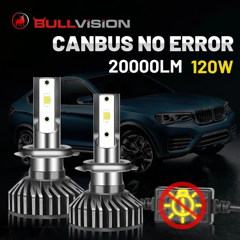 Bullvision – phare LED H1 25000LM 120W, H7 H4 H8 H11 H9 9005 9006 HB3 HB4,  ampoule Canbus de glace 4300K 6000K 8000K 10000K - AliExpress