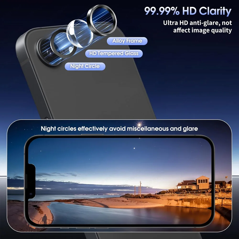 3D Metal Lens Glass Ring Camera Protector Case Cover