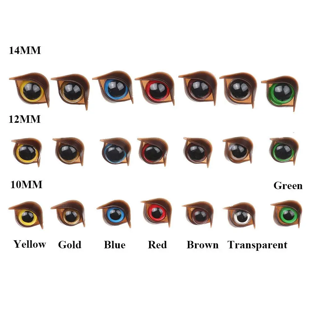 50pcs 10mm 12mm 14mm Plastic Safety Eyes Red/Brown Transparent Colors for  Amigurumi or crochet doll Animal Puppet Making