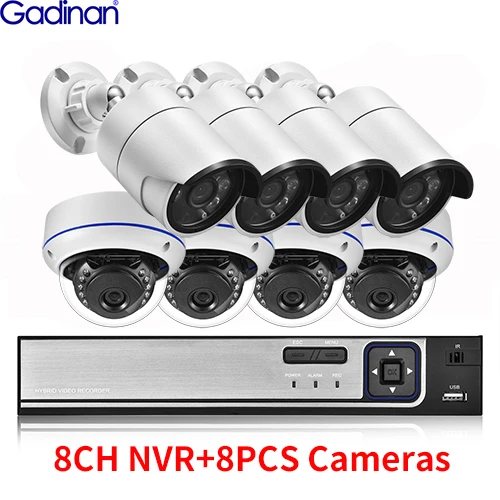 Gadinan 8MP Ultra HD POE Network Video Surveillance System 4K Security Cameras 4CH 8CH NVR Dome Bullet CCTV Kit Audio Record Set cctv camera for home Surveillance Items