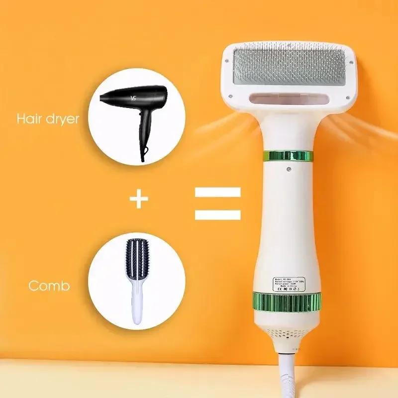 1Pcs 2-In-1 Pet Hair Dryer with Slicker Brush for Cat and Dog Brush Professional Home Grooming Furry Drying Portable Dog Blower
