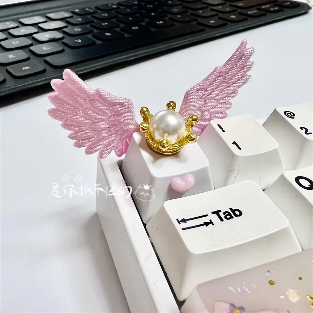 Diy Keycap Gaming Teclado Mecânico Angel Wings Oem 1u 1x Custom mx Switch Testador Artesanal Presente Original - Imagem 2