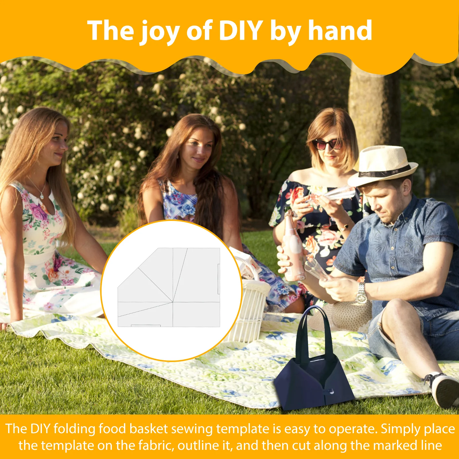 3 Pcs Foldable Food Basket Sew Template DIY Sewing Basket Reusable Folding Portable Easy to Operate Foldable Food