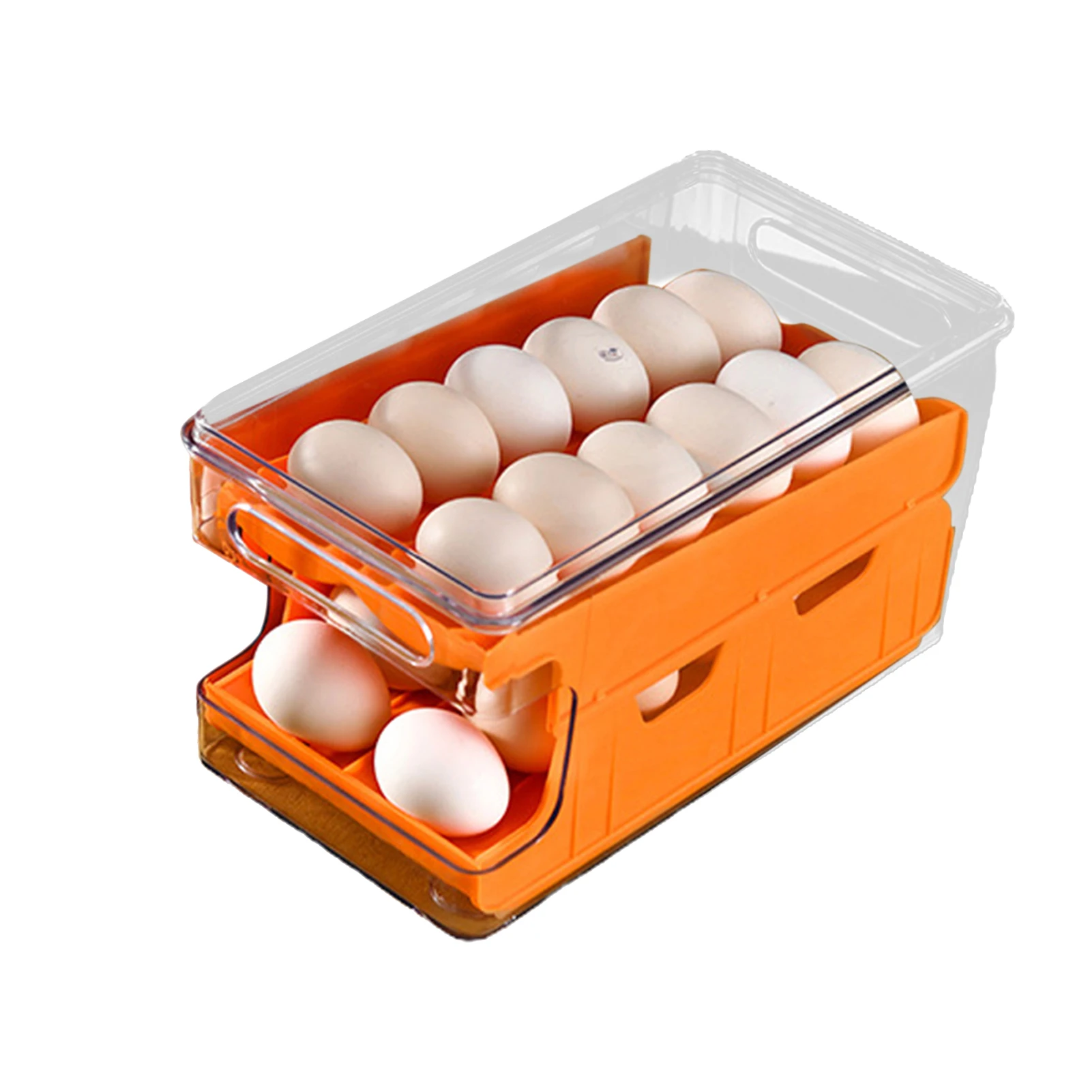 2-Layer BBG Transparent Pink Egg Container For Refrigerator Egg Holder Organizer With Lid Auto Rolling Egg Holder For Storage Large Capacity 36 Count Egg Dispenser Storage 