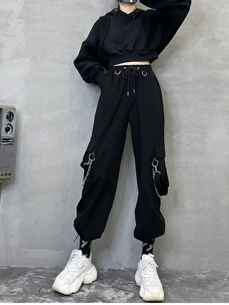 Emo Men Japanese Harajuku Streetwear Cargo Pants Chain Gothic Female  Sweatpants Joggers Techwear Harem Hip Hop Trousers Clothes - Casual Pants -  AliExpress