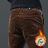 Winter New Men's Corduroy Fleece Casual Pants Thick Warm Classic Fashion Straight Plush Velvet Trousers Male Brand Clothing 1