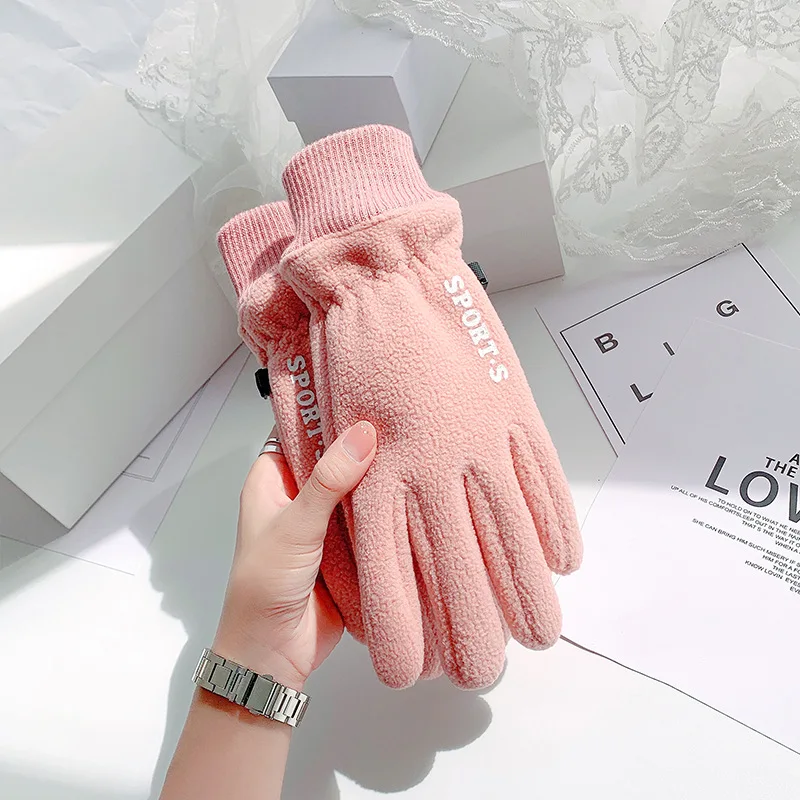 Men Women Winter Polar Fleece Silica Gel Non Slip Touch Screen Skiing Mitten Plus Velvet Thick Warm Sport Cycling Glove N52