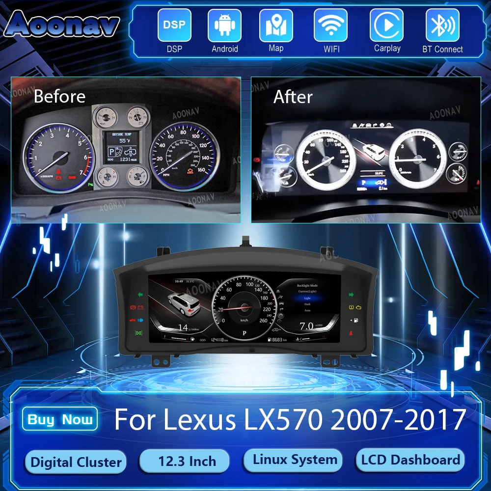 

Digital Dashboard For Lexus LX570 2007 2008 2009-2017 Virtual Cockpit Speedometer Instrument Cluster LCD Screen Crystal Panel