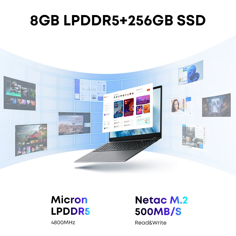 CHUWI 15.6" GemiBook Plus Laptop Intel N100 Graphics for 12th Gen 16GB RAM 512GB SSD 1920*1080P With Cooling Fan Windows 11 3